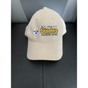 NFL Pittsburgh Steelers Adult Baseball Cap Hat Lightly Used Khaki 10,000th Game